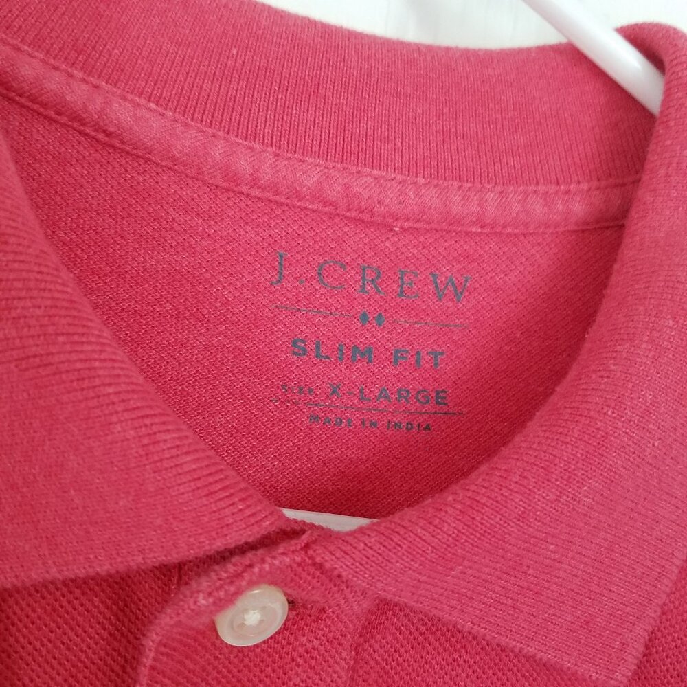 J.Crew Slim Fit Polo Shirt Mens XL Soft Red Short Sleeve Pique Cotton Blend Golf - Picture 4 of 10